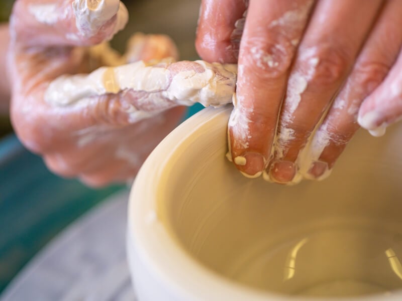 Wheel throwing a ceramic vase